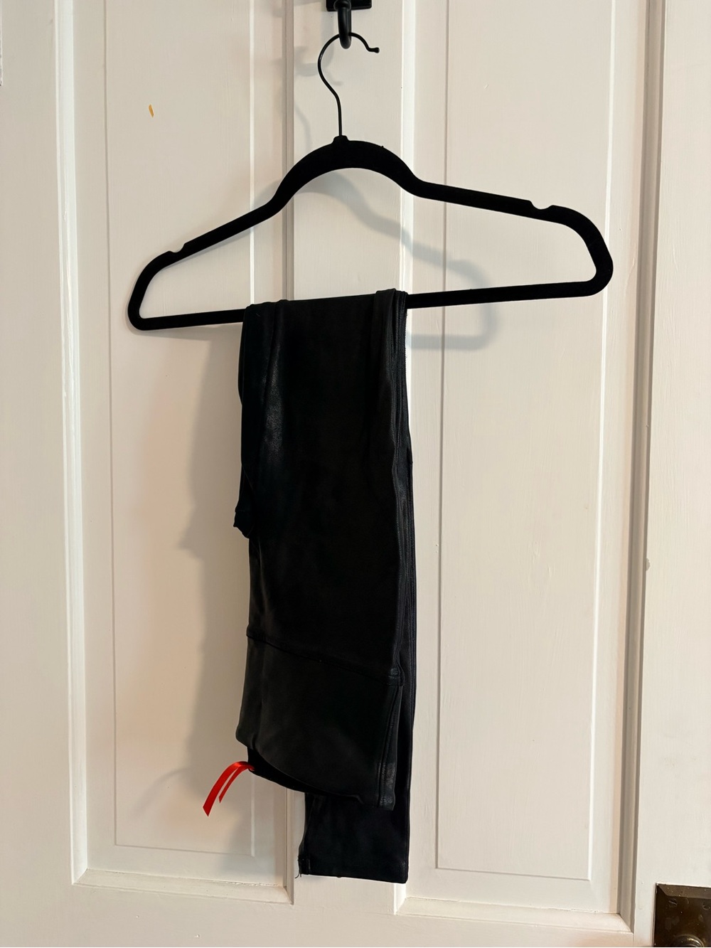 SPANX Black Leggings w/ Leather Finish